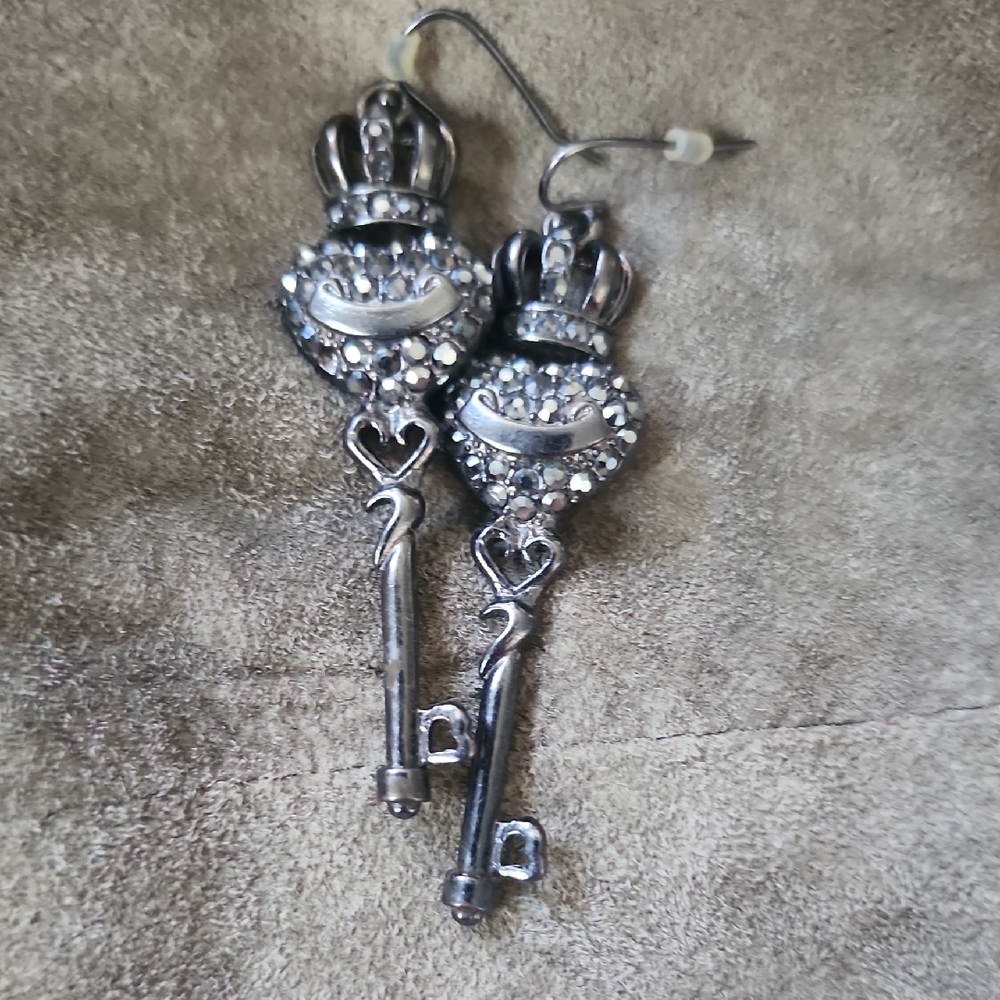 Silver Key Shaped Earrings